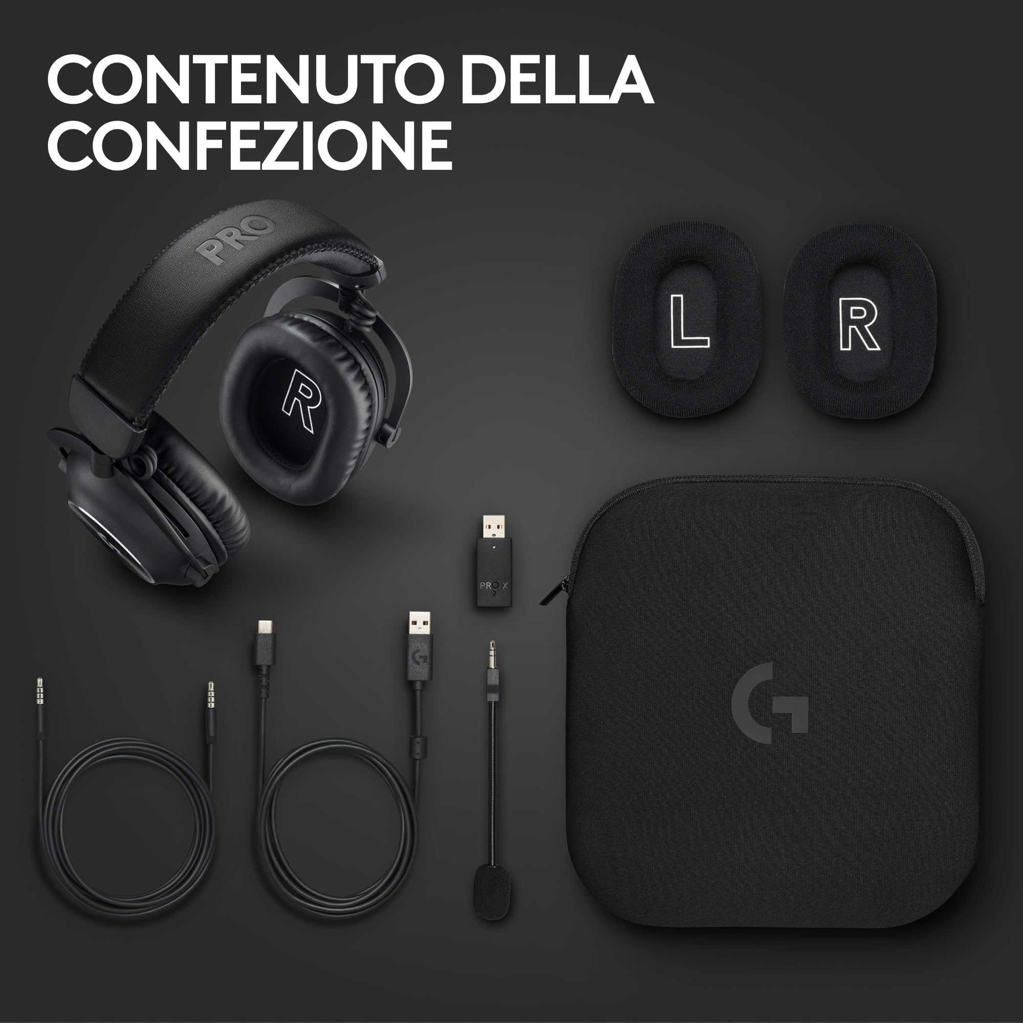 Logitech G PRO X 2 LIGHTSPEED Cuffie gaming wireless, Microfono a braccio rimovibile,Driver Grafene 50mm, DTS:Headphone X 2.0 —Surround 7.1,Bluetooth/USB/3,5mm Aux, PC, PS5, PS4,Nintendo Switch - Nero