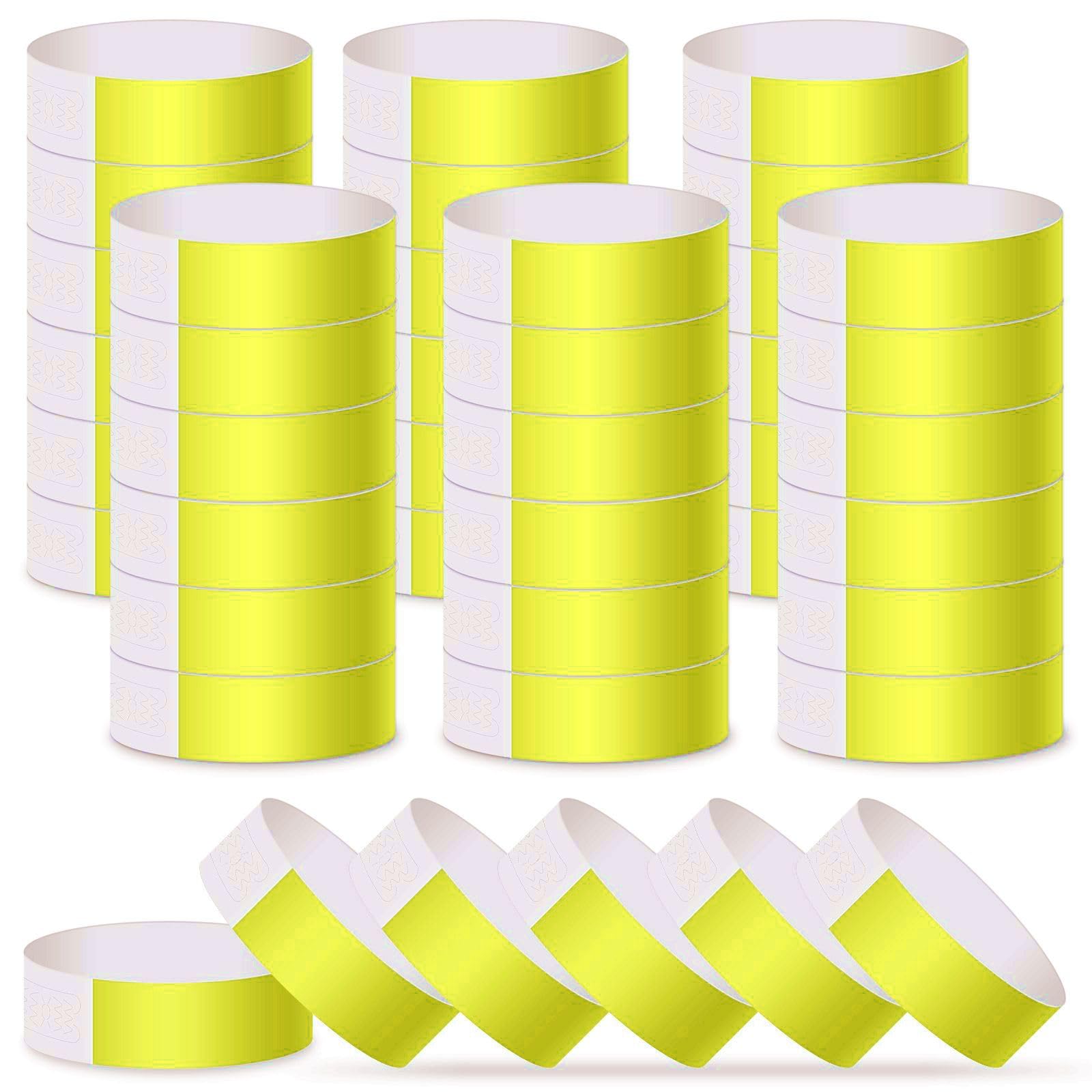 ASTARON Pulseras para eventos 400 piezas Pulseras de papel de neón para eventos Pulseras de fiesta amarillas Brazaletes a granel Pulseras de papel impermeables Pulseras para clubes Concierto