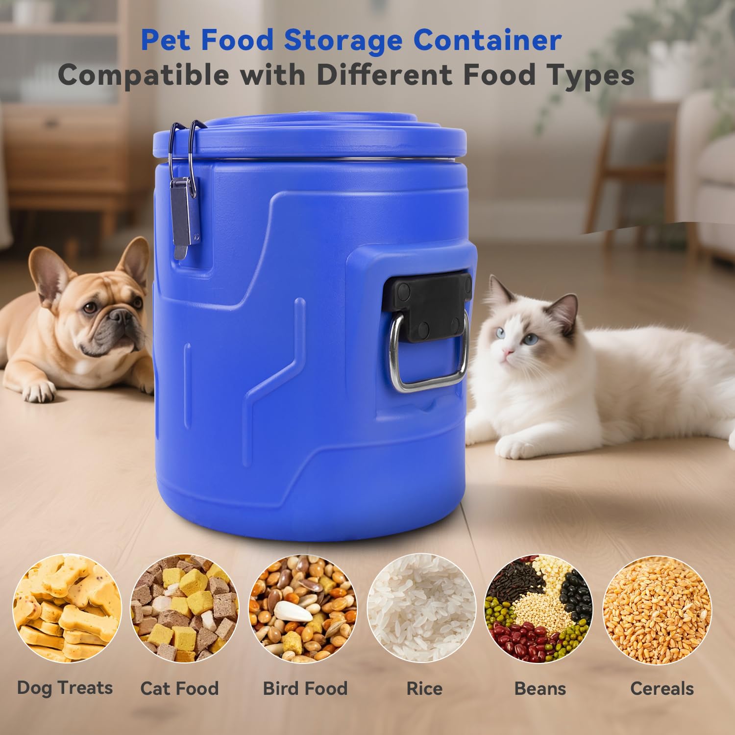 Newget 9.1 kg Hundefutter Vorratsbehälter Edelstahl Luftdicht Tierfutter Vorratsbehälter und Langlebiger Kunststoff Lebensmittelbehälter Großer Metall Katzenfutterbehälter mit Deckel und Schaufel zum