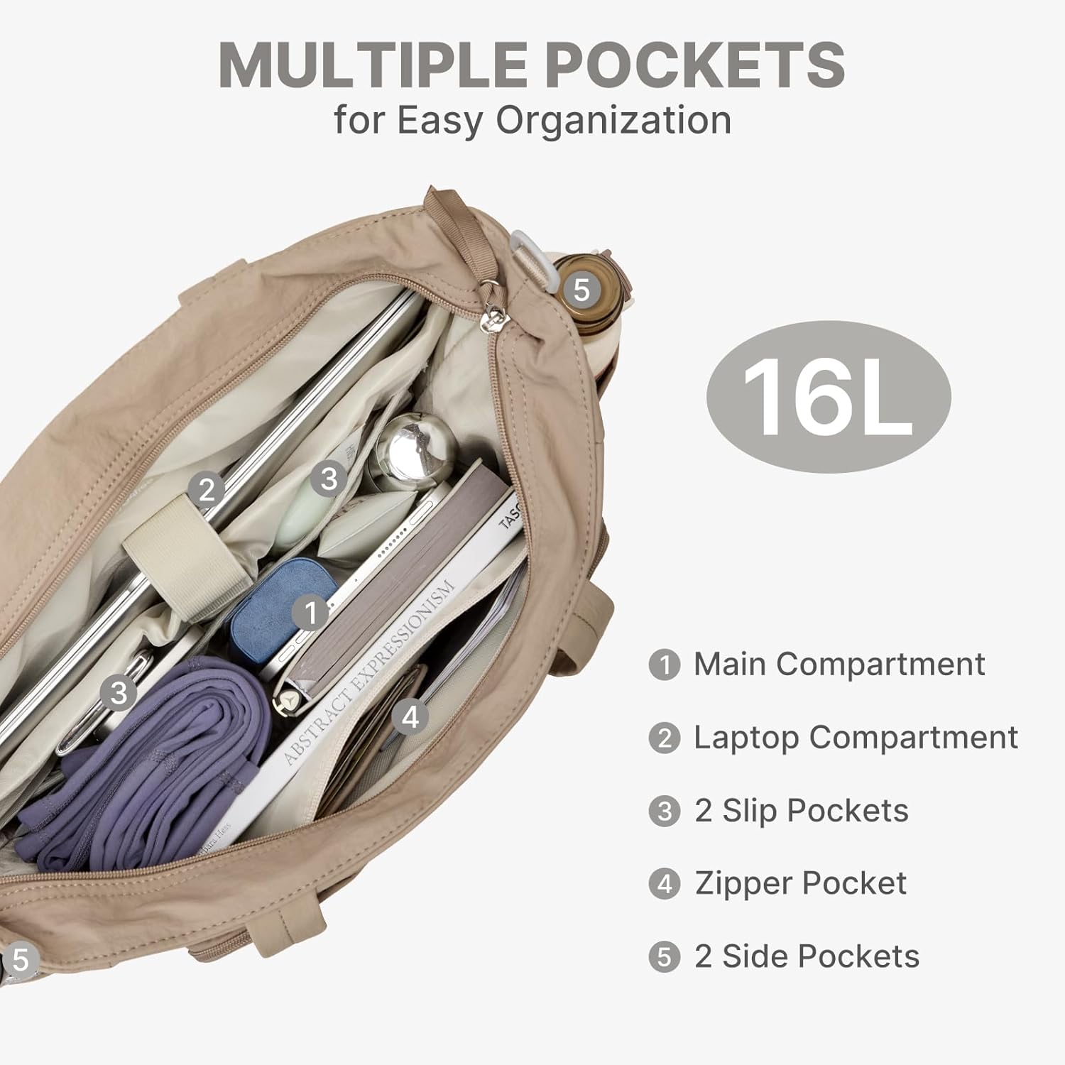 G4Free Tote Bag for Women, Lightweight Work Bag with 15" Laptop Pocket for Teacher Nurse Casual Shoulder Bag for Travel Daily - Image 4