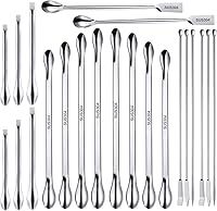 Vista 1 de 22 Pieces Stainless Steel Lab Spatula Micro Scoop Set Laboratory Sampling Spoon Mixing Spatula for Powders Gel Cap Filler