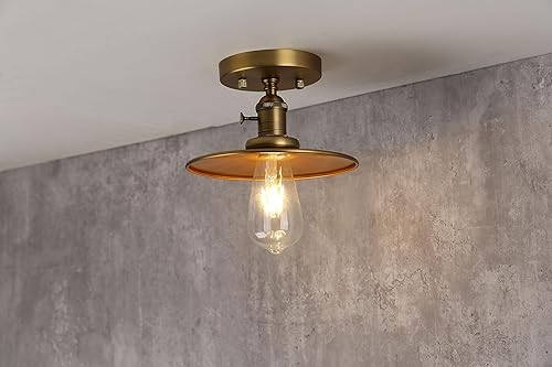 Miniatura 2 de Phansthy Lámpara colgante de techo E26 vintage con pantalla de metal colgante semiempotrada, lámpara colgante industrial Edison para cocina,