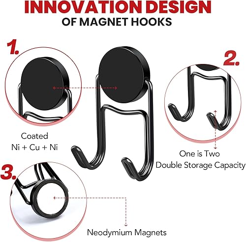 Miniatura 3 de Ganchos magnéticos de 50 libras + 2026 Cruise Essentials, gancho magnético resistente, ganchos giratorios para colgar para refrigerador, parrilla,
