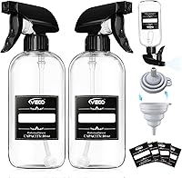 Veco 10oz 360° Spray Bottles 2-Pack: Leak-Proof, Adjustable Nozzle, Upside-Down Spray for Cleaning, Plants, Hair, Pets + Foldable Funnel