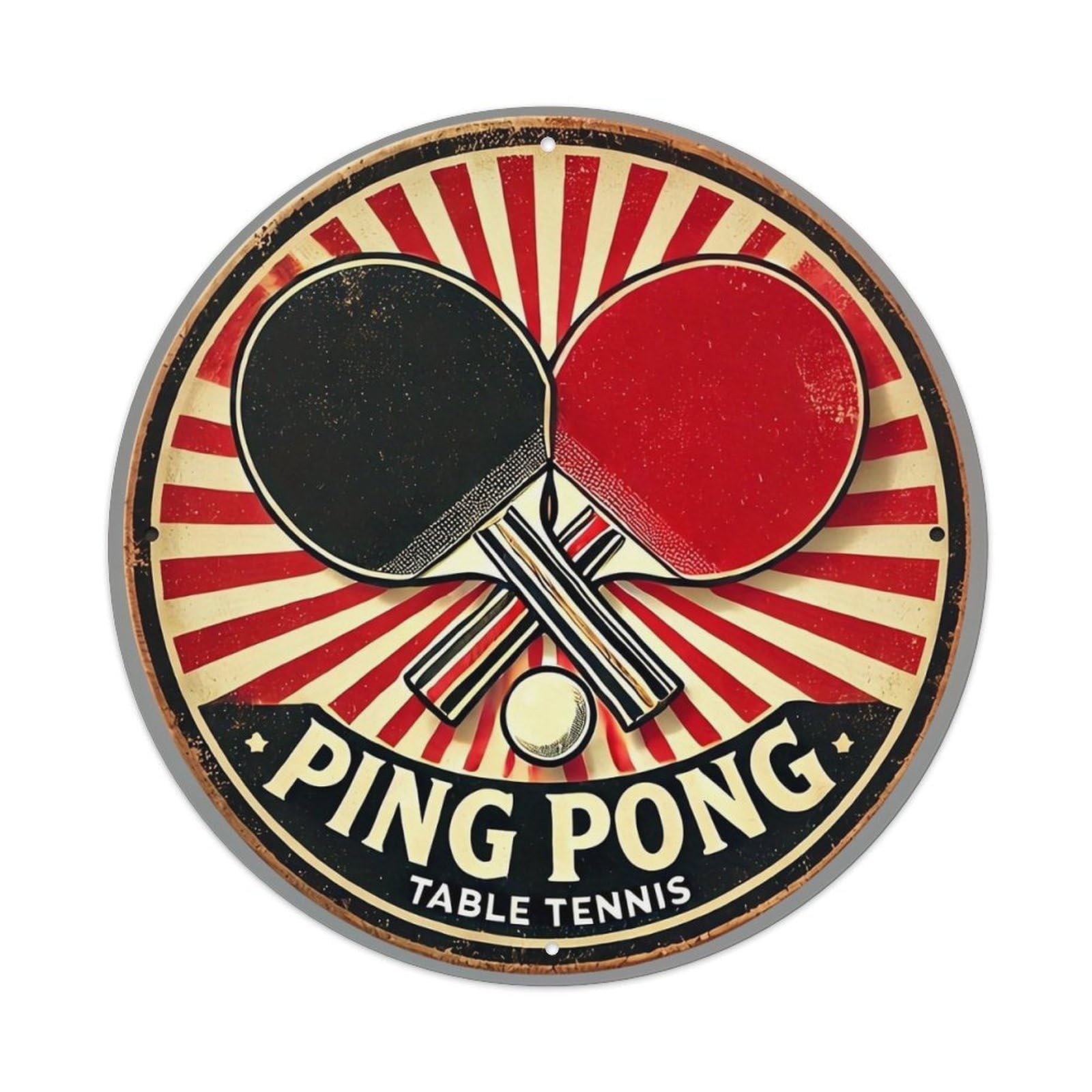 Jdyansheng Vintage Crossed Ping Pong Paddles Design Tin Sign Metal Poster Metal Signs For Home Man Cave Bar Cafe Kitchen Laundry Room Wall Decorations 8X8 Inches