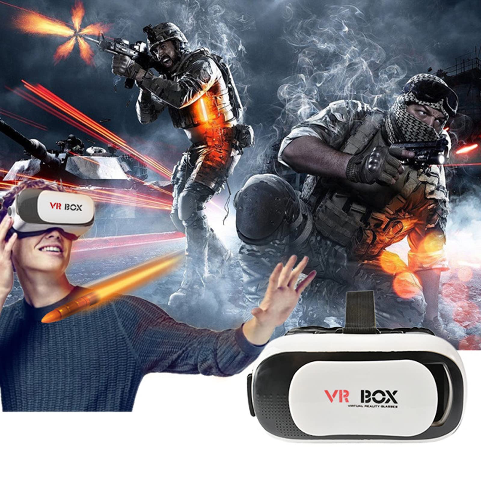 Casque de réalité virtuelle Intelligent Jeux Ordinateur détente VR Box 2.0 Version VR Virtual Lunettes 3D + Bluetooth Télécommande
