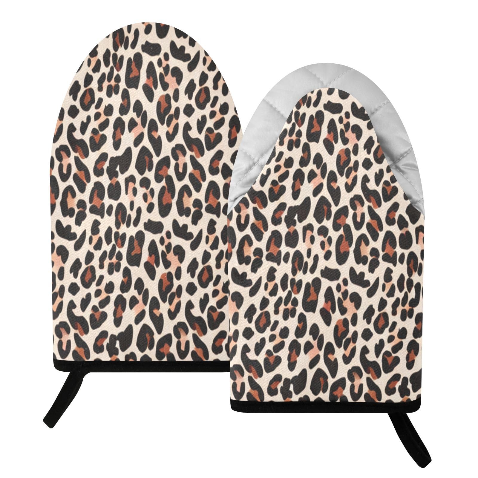 BURSTDDY Leopard Print Oven Mitt,Heat Resistant Kitchen Mitts for Cooking