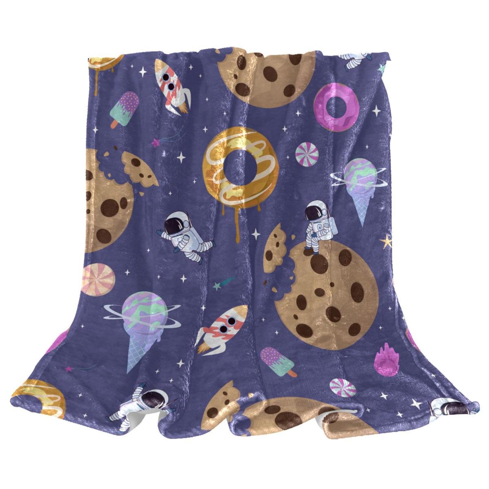 Couverture Polaire Espace Donuts plaid chaud contre le froid pour canapé et lit