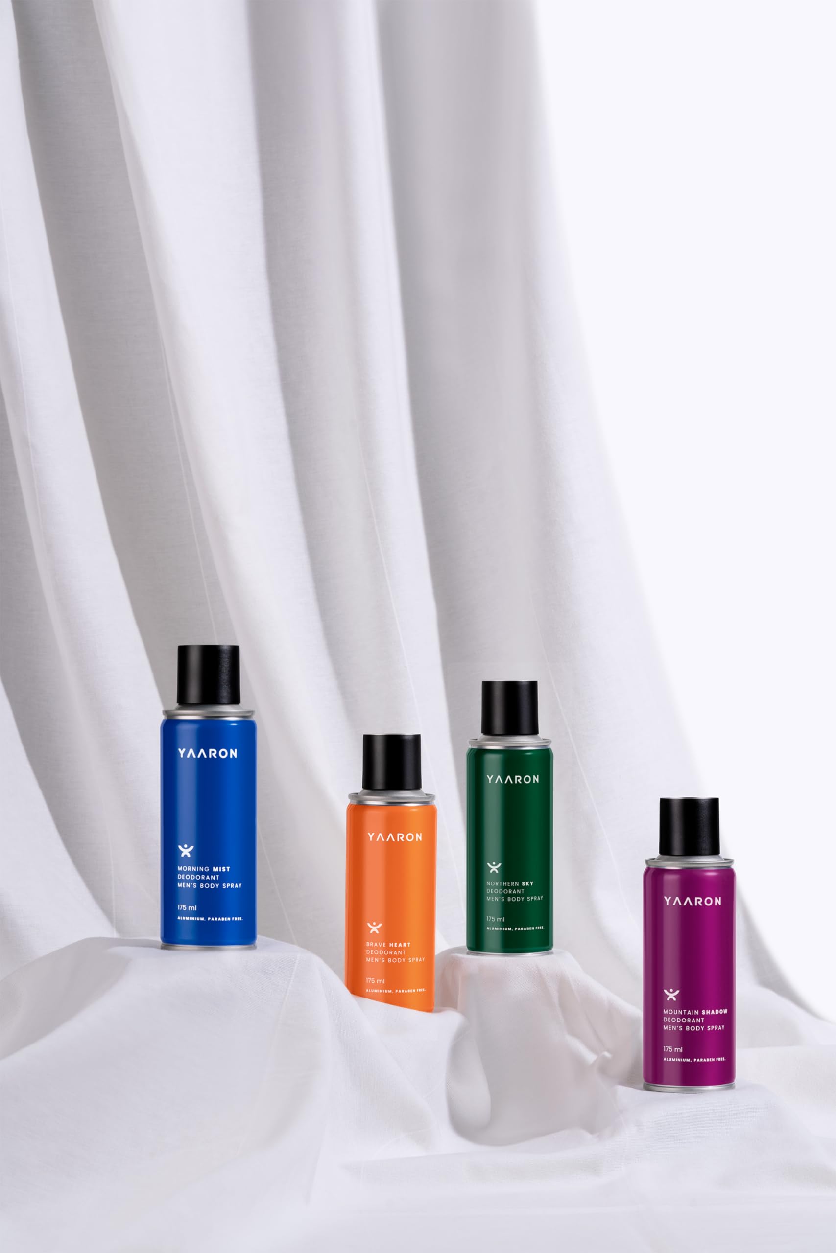 Yaaron Deodorant Men's Body Spray Variety Pack - Northern Sku, Mountain Shadow, Morning Mist, Brave Heart - 4 Bold Scents for All-Day Confidence