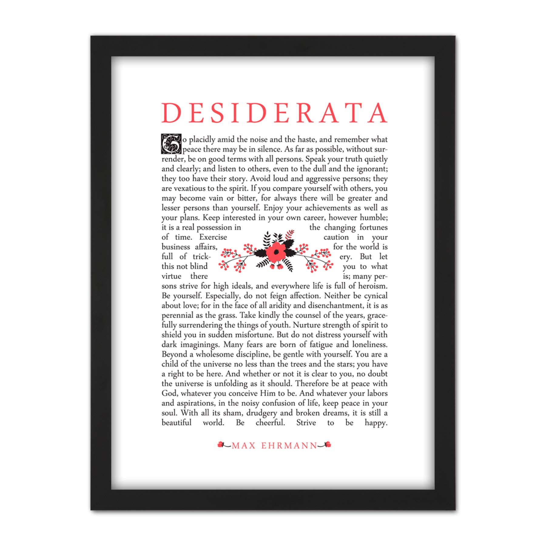 Wee Blue Coo Desiderata Ehrman Floral Artwork Framed Wall Art Print 18X24 Inch
