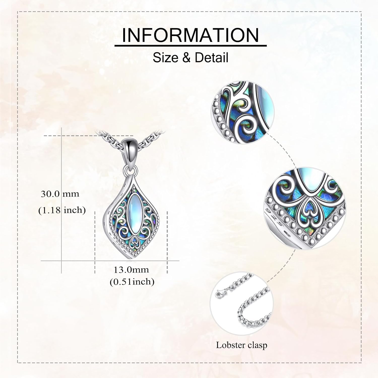 ONEFINITY Urn Necklaces for Ashes 925 Sterling Silver Filigree Moonstone/Teardrop Turquoise Necklace for Ashes Keepsake Memorial Cremation Jewelry for Ashes for Women Lady - Image 3