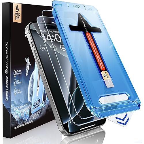MAGIC JOHN 2 Pack for iPhone 16 Pro Max 6.9 inch Tempered Glass Screen Protector, HD Clear, Bubble Free, Easy Installation, Auto Dust-Elimination