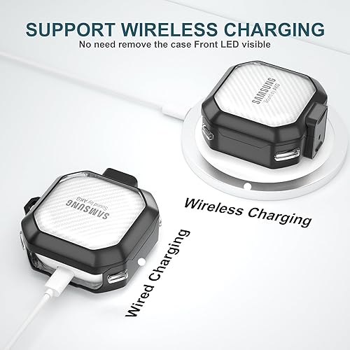 Miniatura 5 de Valkit Funda transparente compatible con Galaxy Buds 2 ProGalaxy Buds 2Galaxy Buds ProLive con cerradura, cuerpo completo a prueba de golpes, funda