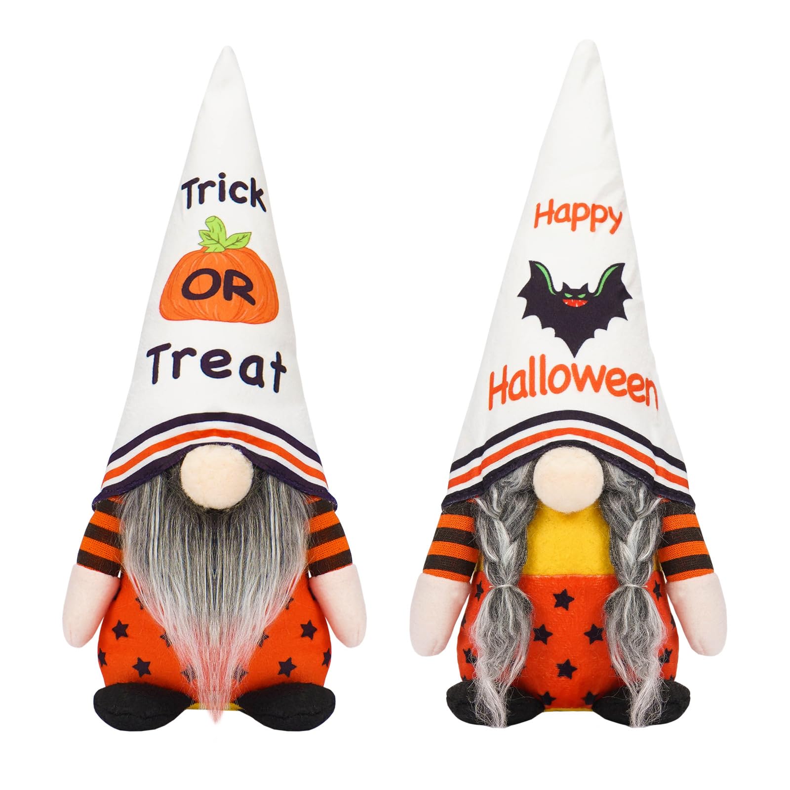Kalttoy 2pcs Halloween Horror Pumpkin Bat Dwarfs Faceless Doll Ornament Halloween Decoration Party Supplies for Kitchen Gnomes Outdoor