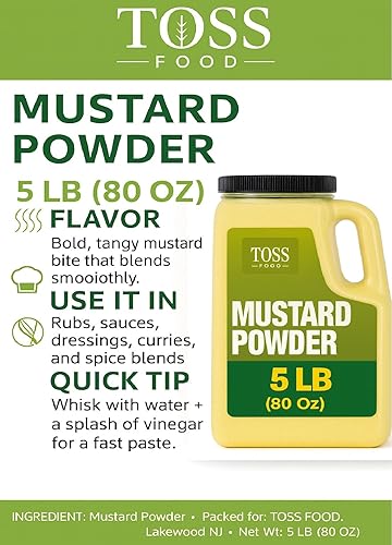 Miniatura 2 de TOSS Polvo de mostaza molida  Especias de cocina a granel de 5 libras  Mostaza amarilla seca para condimentos, adobos, salsas y encurtidos