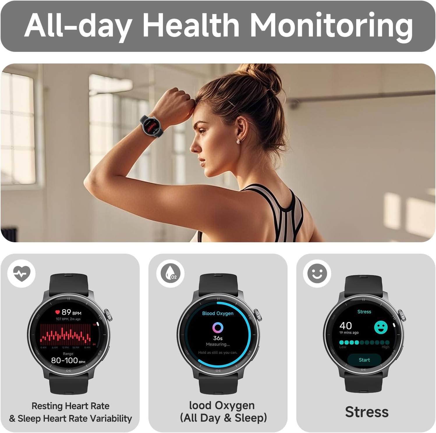 R5G Plus Smartwatch with GPS, Bluetooth Calling, Waterproof Design, Custom Faces, 110+ Sports Modes, Daily Health Tracking, Sleep Insights, Compass, Barometer and Smart Fitness Features (BLACK)