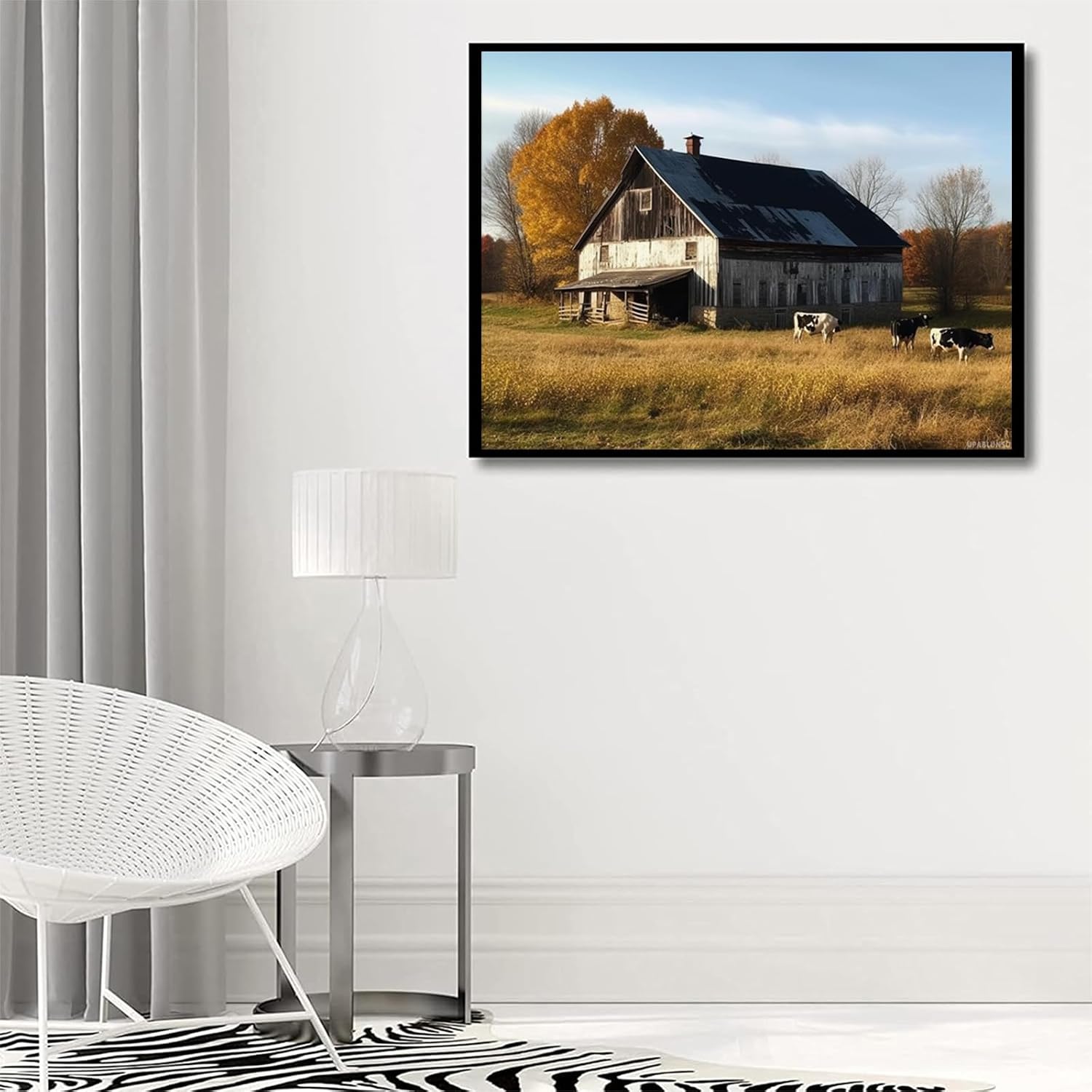 UPABLUNSO Diamond Art Painting Barn Farmhouse Cow Barn Kit for Adults Diamond Art Painting by Number Kits Gem Art Wall Home Decor 12x16 Inch