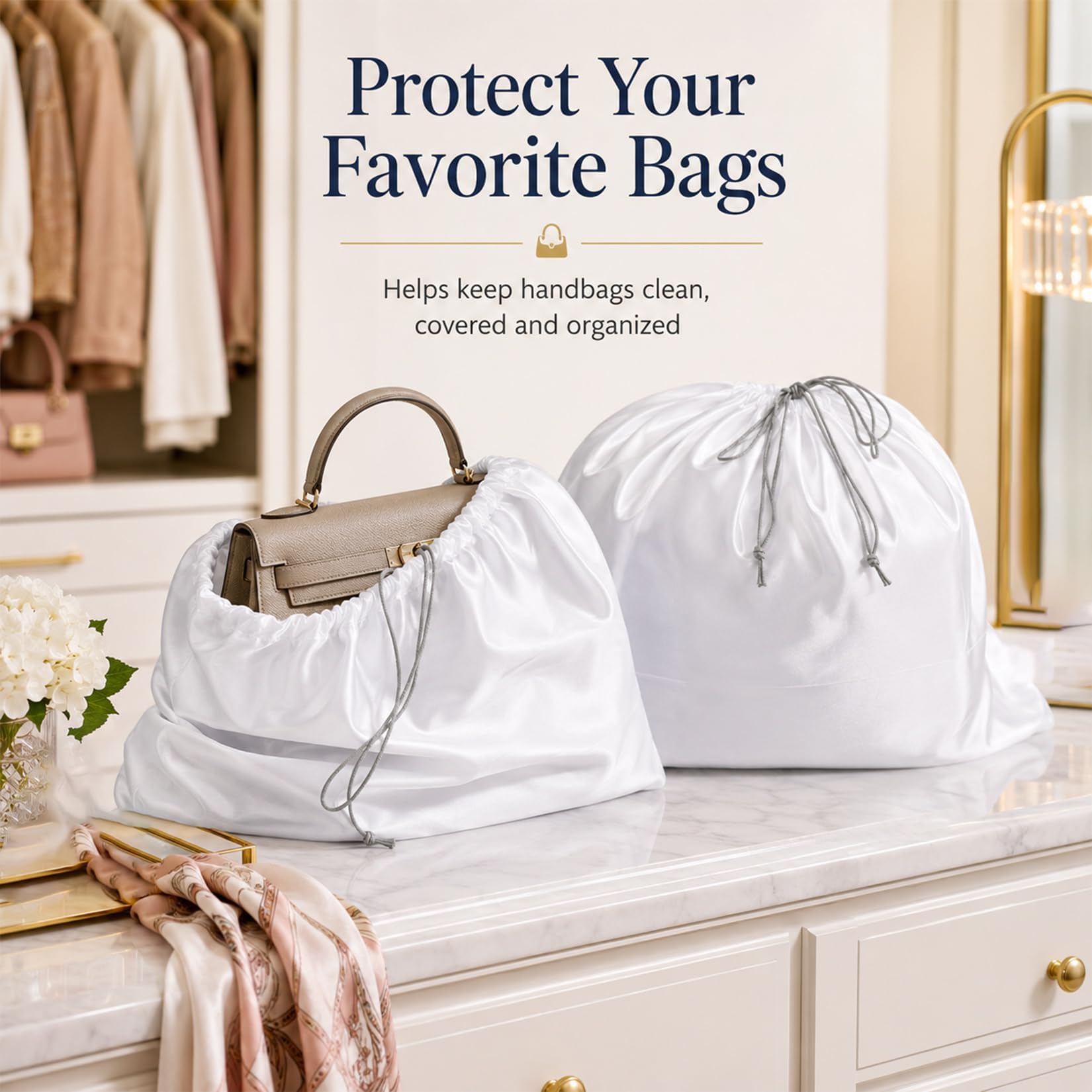 MAQIHAN Bolsas de polvo para bolsos: bolsas de seda para polvo, bolsas de polvo para almacenamiento, bolsas de seda con cordón de almacenamiento para bolsos y bolsos, bolsa de almacenamiento de viaje