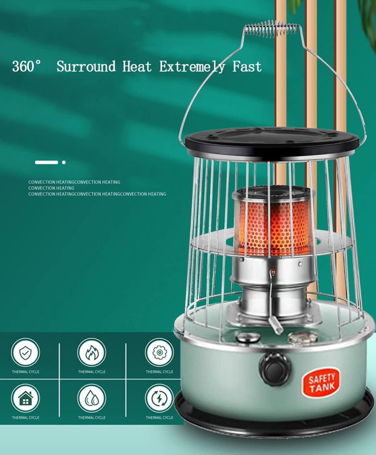 Portable Kerosene Heater,6L Large Capacity Kerosene Stove Heaters Lightweight Energy-Saving Heaters,Kerosene Stove for Indoor Outdoor Camping,360° Surround Heating B,6L