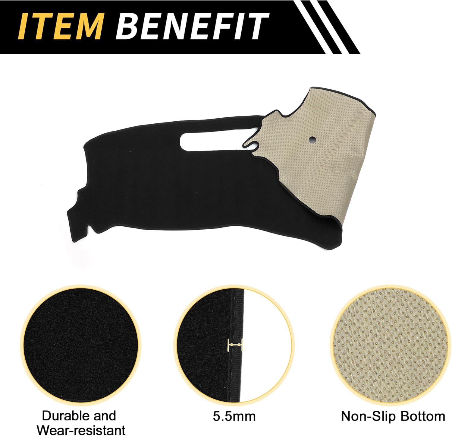 Dash Cover for Chevrolet S10 1998-2004 Dash Board Mat Ultra Soft Non-Slip Dash Cover Mat Polyester Center Console Dashboard Cover Pad Carpet Black
