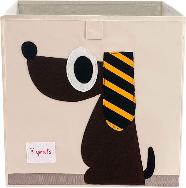 3 Sprouts Cube Storage Box - Organizer Container for Kids & Toddlers, Dog