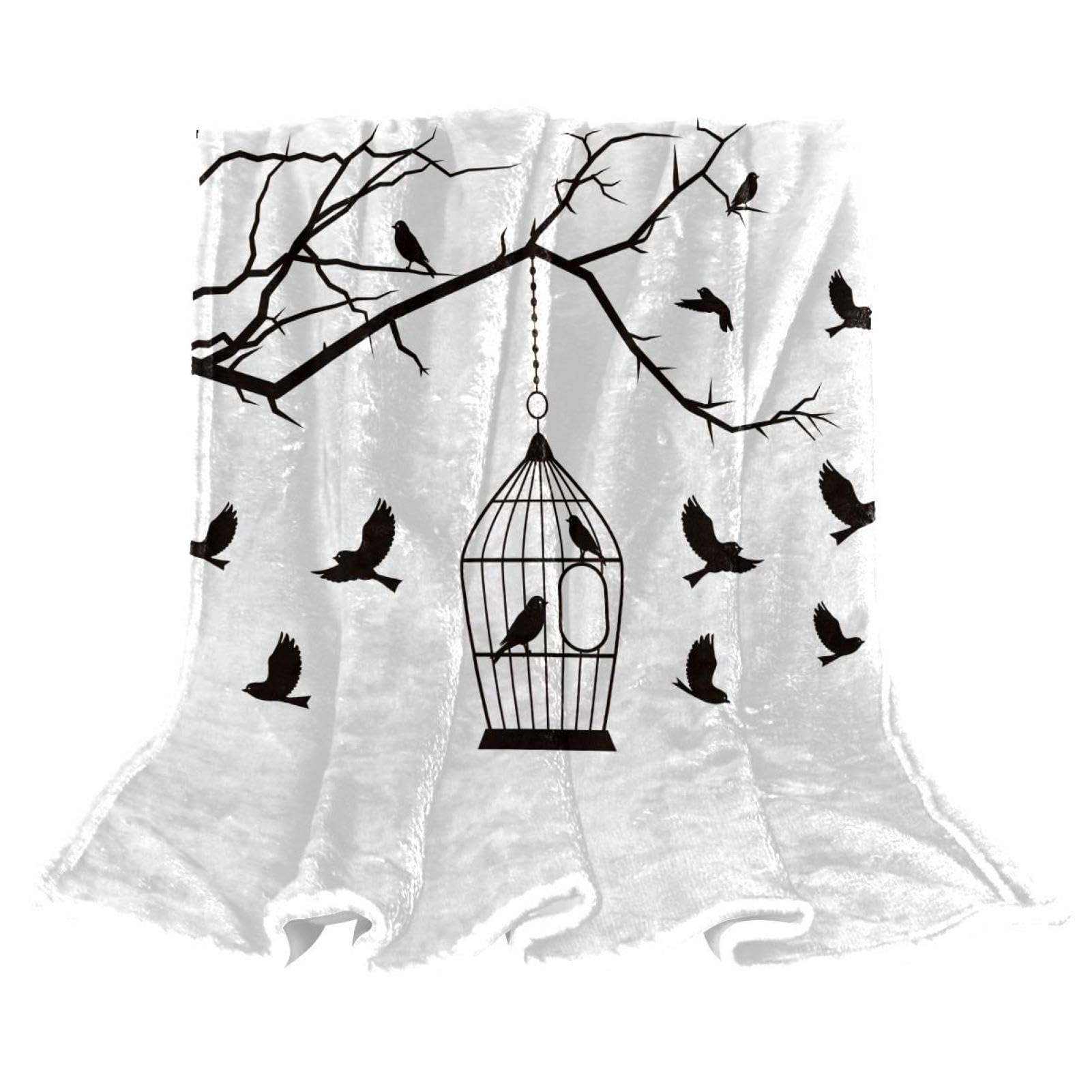 Couverture polaire cage à oiseaux 150x130cm : plaid chaud et doux pour le canapé
