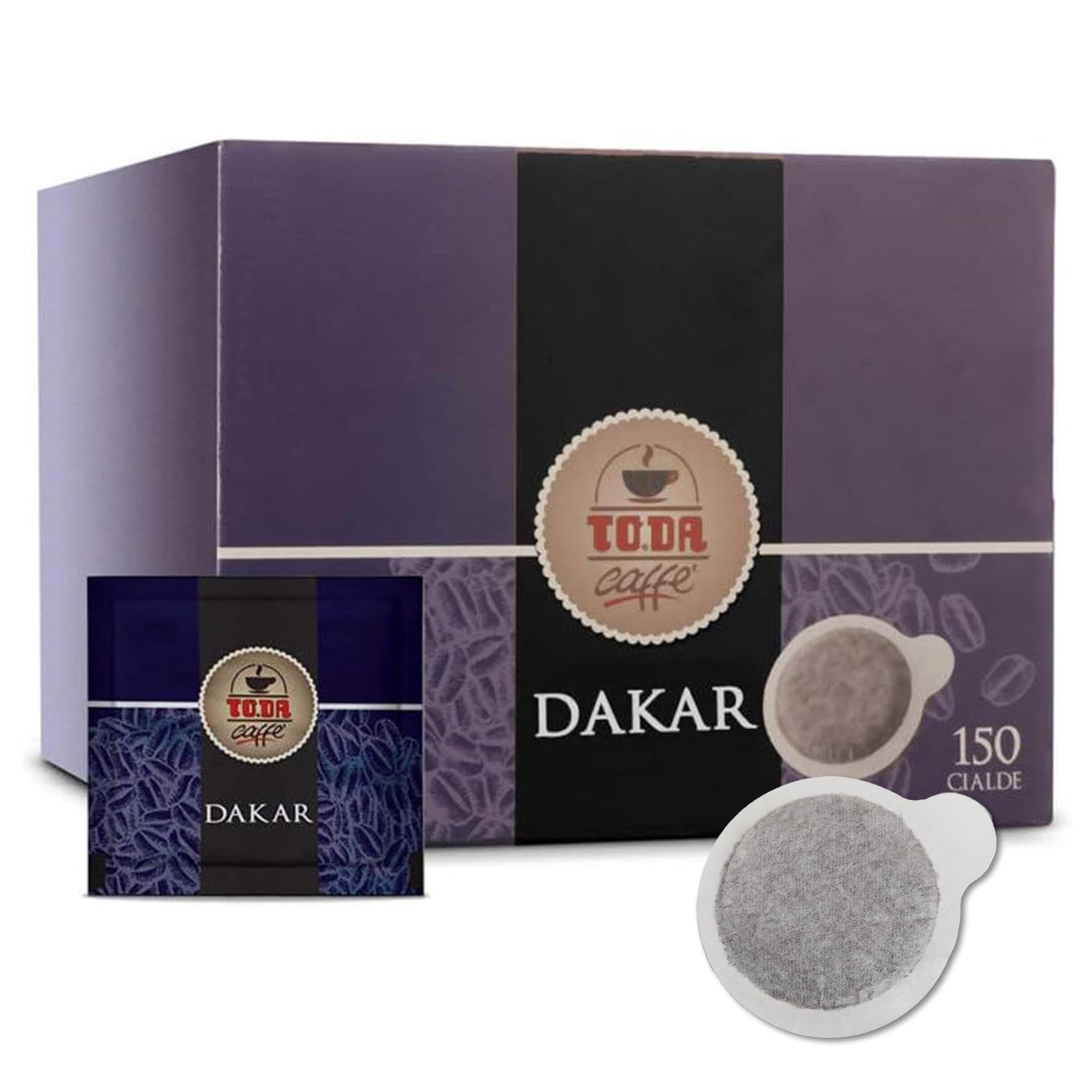 300 Cialde di Caffè compatibili con Sistema ESE 44 mm To.da Miscela Dakar Compostabili in Filtro Carta - Espresso Italiano Monodose Intenso e Cremoso