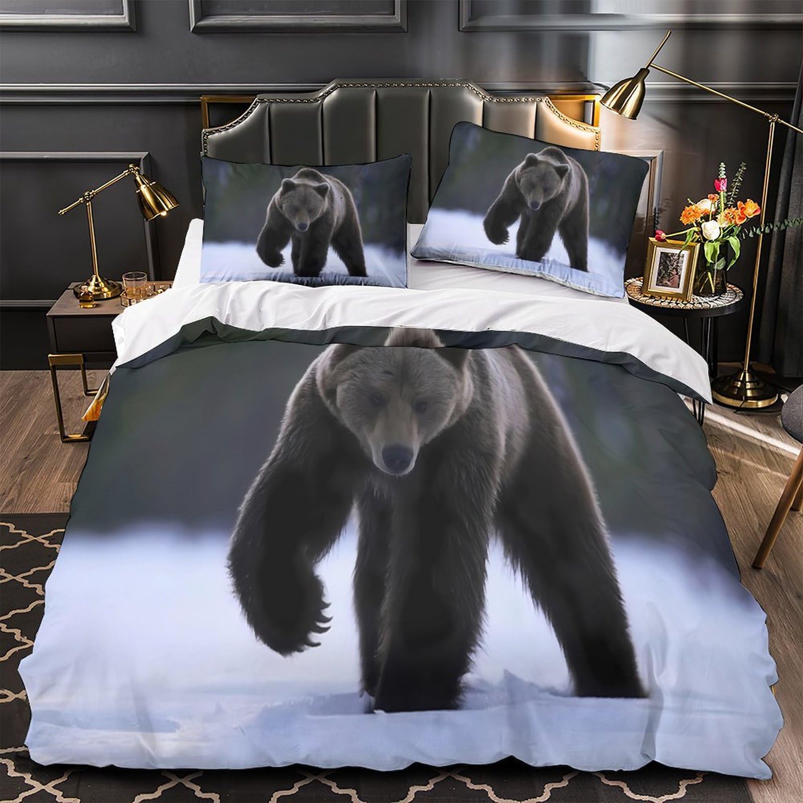 Housse de couette microfibre 260x220 parure de lit imprimé 3D faune