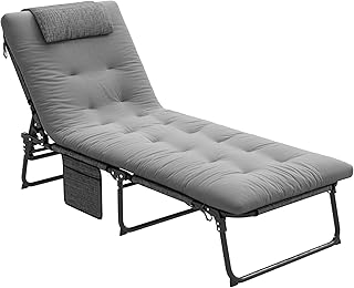 Outsunny Sonnenliege klappbar Gartenliege mit Kopfkissen, Liegestuhl mit 4-Fach verstellbare Rückenlehne, wetterfeste Campingliege, Gartenstuhl bis 120 kg belastbar, für Garten Outdoor Pool, Grau