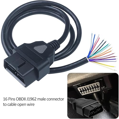 Miniatura 10 de DB9 a OBD2 Cable RS232 Puerto hembra a macho OBDII Adaptador de 16 pines Conector de cable de extensión de diagnóstico (1M 3.3ft)