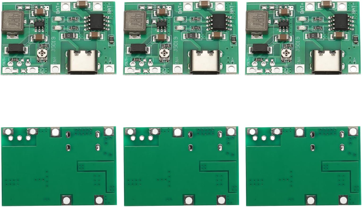 sourcing map 6Pcs Charging Module Type-C USB 4.2V 1A 18650 Lithium Battery Charger Module Charging Board, Green