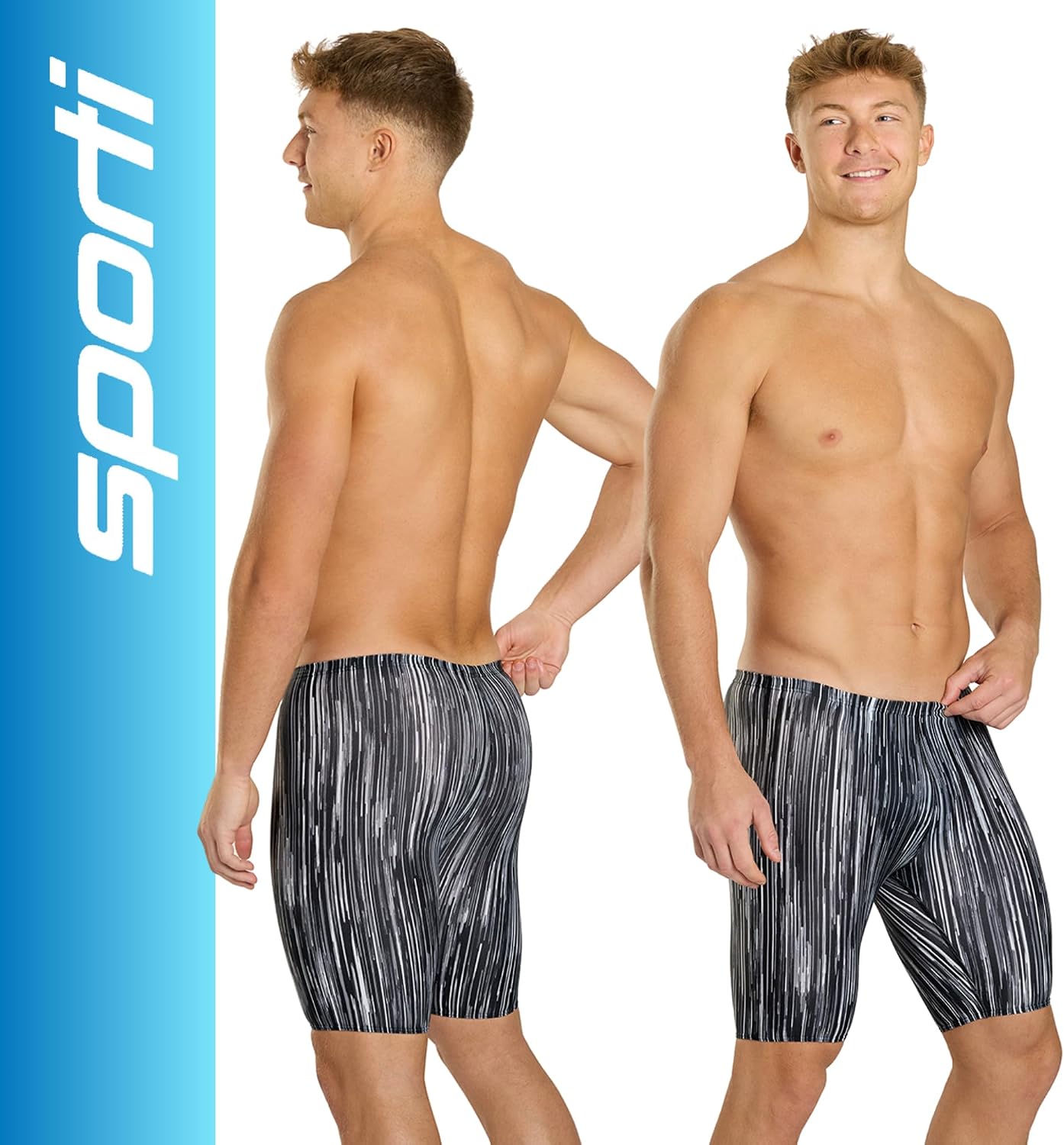 Sporti Boys' Swim Jammers - Youth Competitive Swim Racing Team Swimming Shorts Swimsuit Trunks Chlorine Resistant Quick Dry