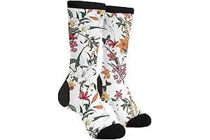 Floral Socks Colorful Cotton Novelty Crew Dress Socks for Women's Men's