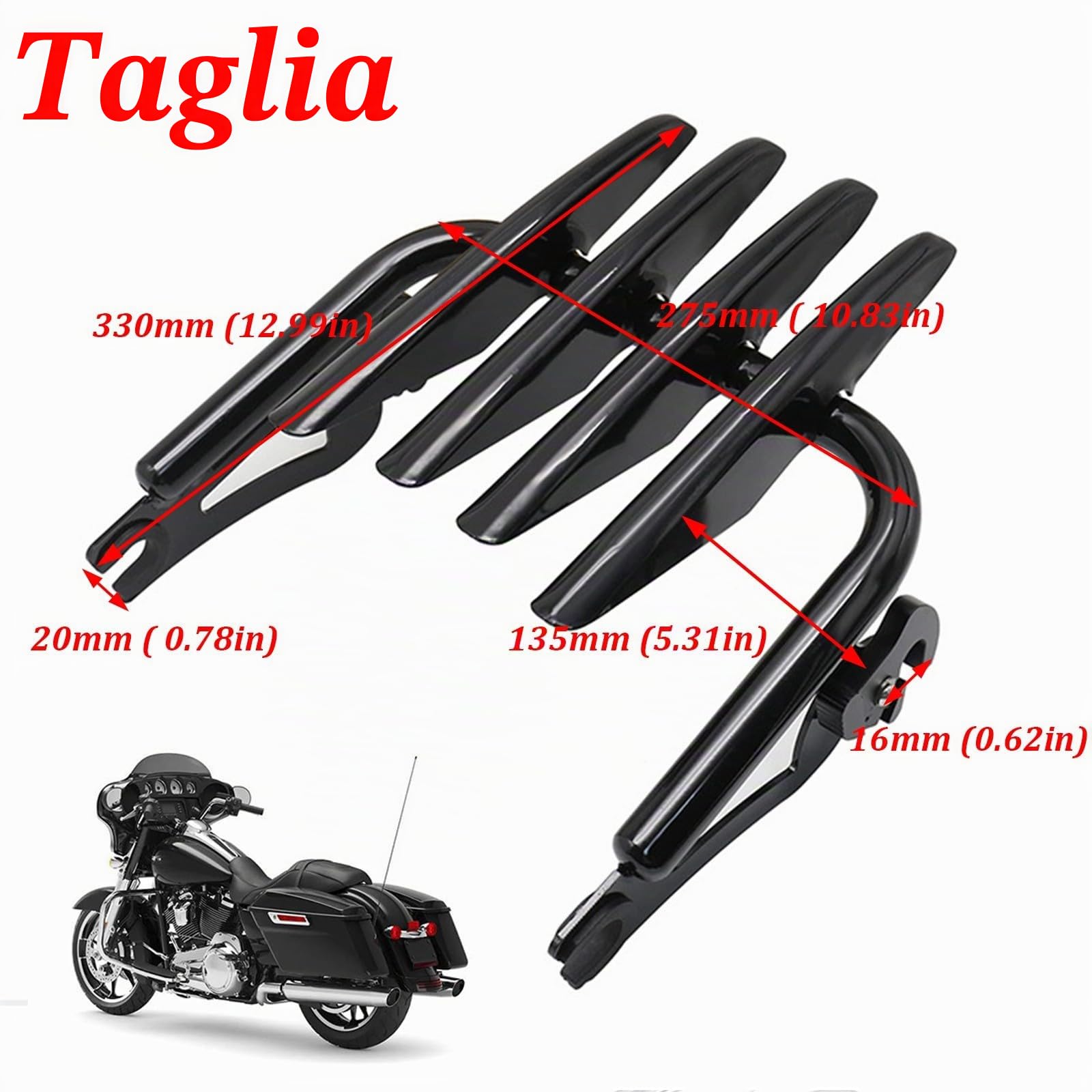Portapacchi posteriore per moto, portabagagli per Electra, Street Glide, Road King, FLHX, FLHT 2009-2024, portapacchi posteriore nero, supporto per ripiani, accessori per moto