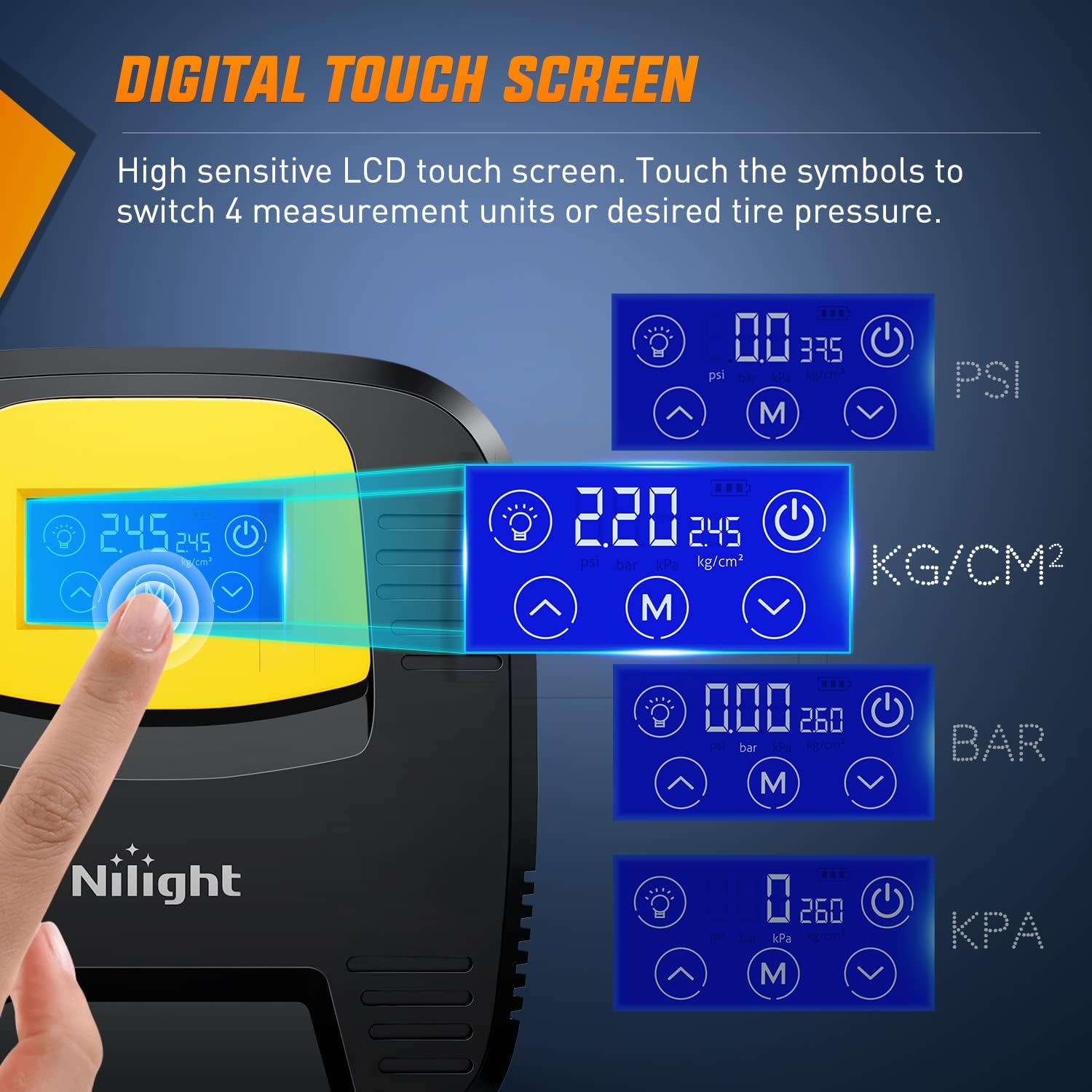 Nilight Air Compressor Tire Inflator Portable Tire Pump 150PSI Auto Car Tire Pump Digital Pressure Gauge Touch Screen Air Pump for Cars Bicycles Air Mattress, 2 Years Warranty : Automotive