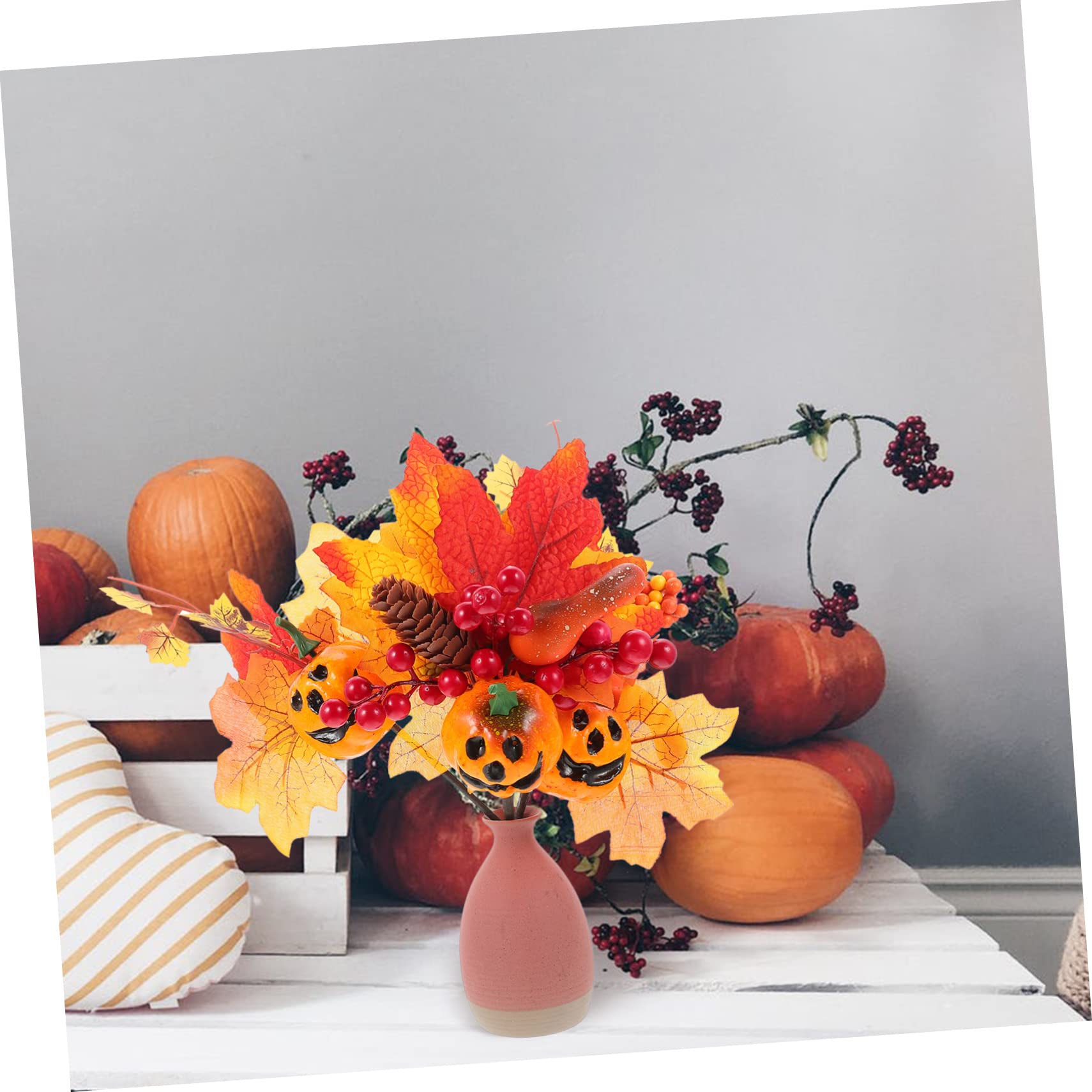 PRETYZOOM 3 Set Simulazione Di Rami Di Zucca Centrotavola Halloween Decorazione Casa Gonfiabile Ramo Di Acero Artificiale Raccolta Di Zucche Autunnali Foglia D'acero Artificiale 3 Pezzi*3