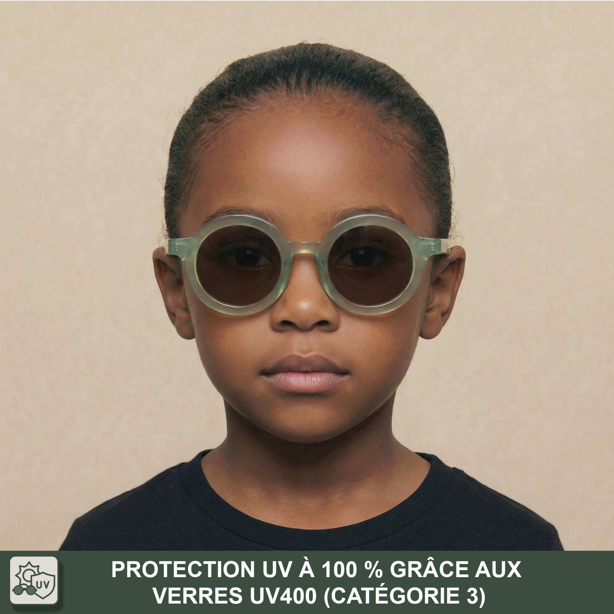 BABYMOCS Lunettes de soleil enfant polarisées 1,5 à 7 ans | Lunettes soleil pour garçons et filles | Lunette de soleil enfant ronde UV400 | Bioplastique sans BPA | Protection UV 100% | Design suédois