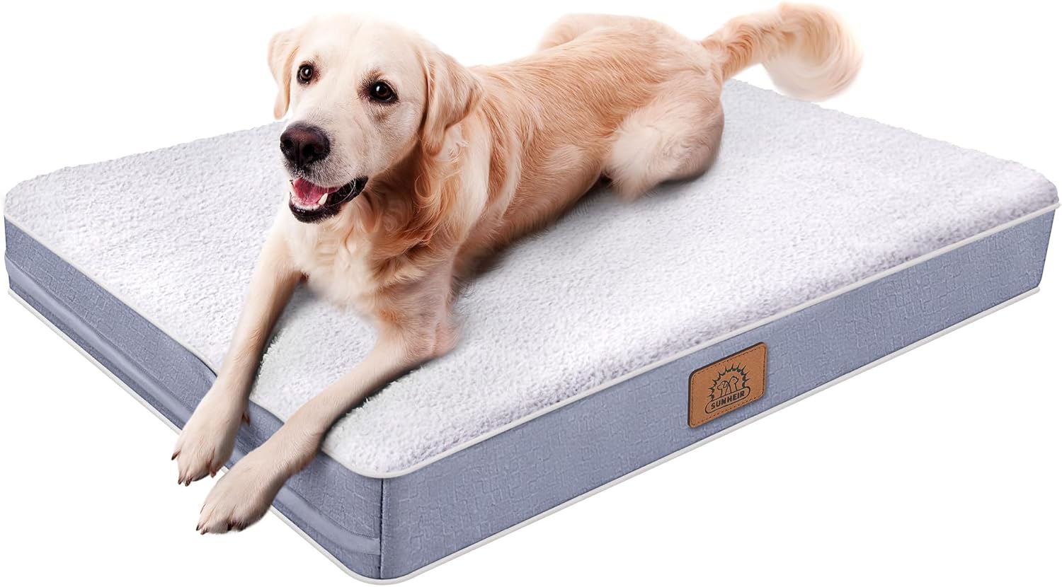 Sunheir Orthopedic Dog Bed for Medium Dogs, Waterproof Deluxe Plush Dog Crate Bed with Removable Washable Cover & Anti-Slip Bottom, Egg Crate Foam Pet Bed Mat, Grey, (30.0" L x 20.0" W x 3.0" Th)