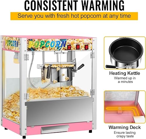 Miniatura 4 de Máquina comercial de palomitas de maíz, hervidor de 8 onzas, máquina de palomitas de maíz para encimera de 850 W para 48 tazas por lote, estilo