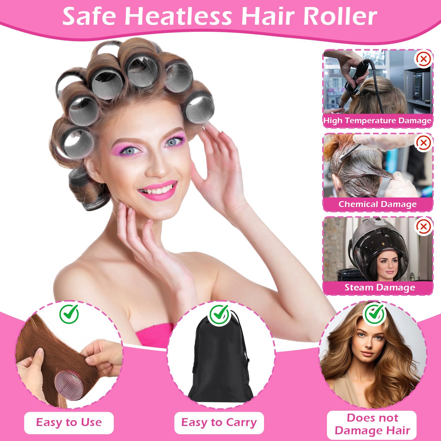 Ubuy Hair Rollers With Clips Roller Set Steam Hot Rollers 50Piece