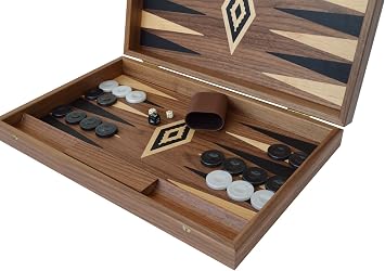 Manopoulos Walnut Backgammon Set - Hand Made in Greece