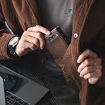 VULKIT Porte-cartes pour 10-12 cartes, porte-monnaie zippée, RFID Blocage de petit portefeuille avec ID Fenêtre, Compartiment de billets, Porte-cartes en aluminium intelligent, brun foncé, 2.49 cm x 7.30 cm x 10.01