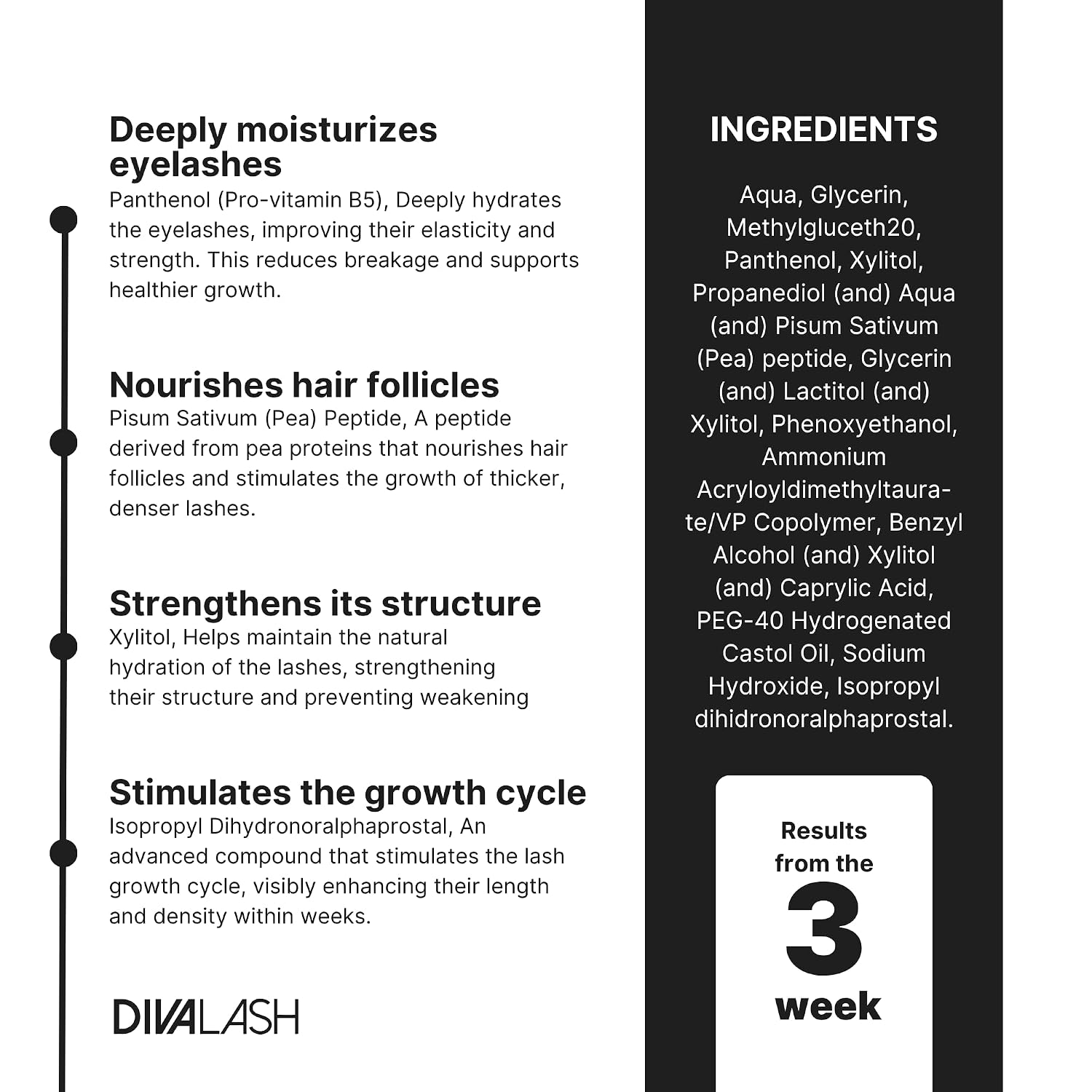 Divalash eyelash serum, Advanced Lash Serum – Strengthens, Nourishes & Promotes Natural Lash Growth