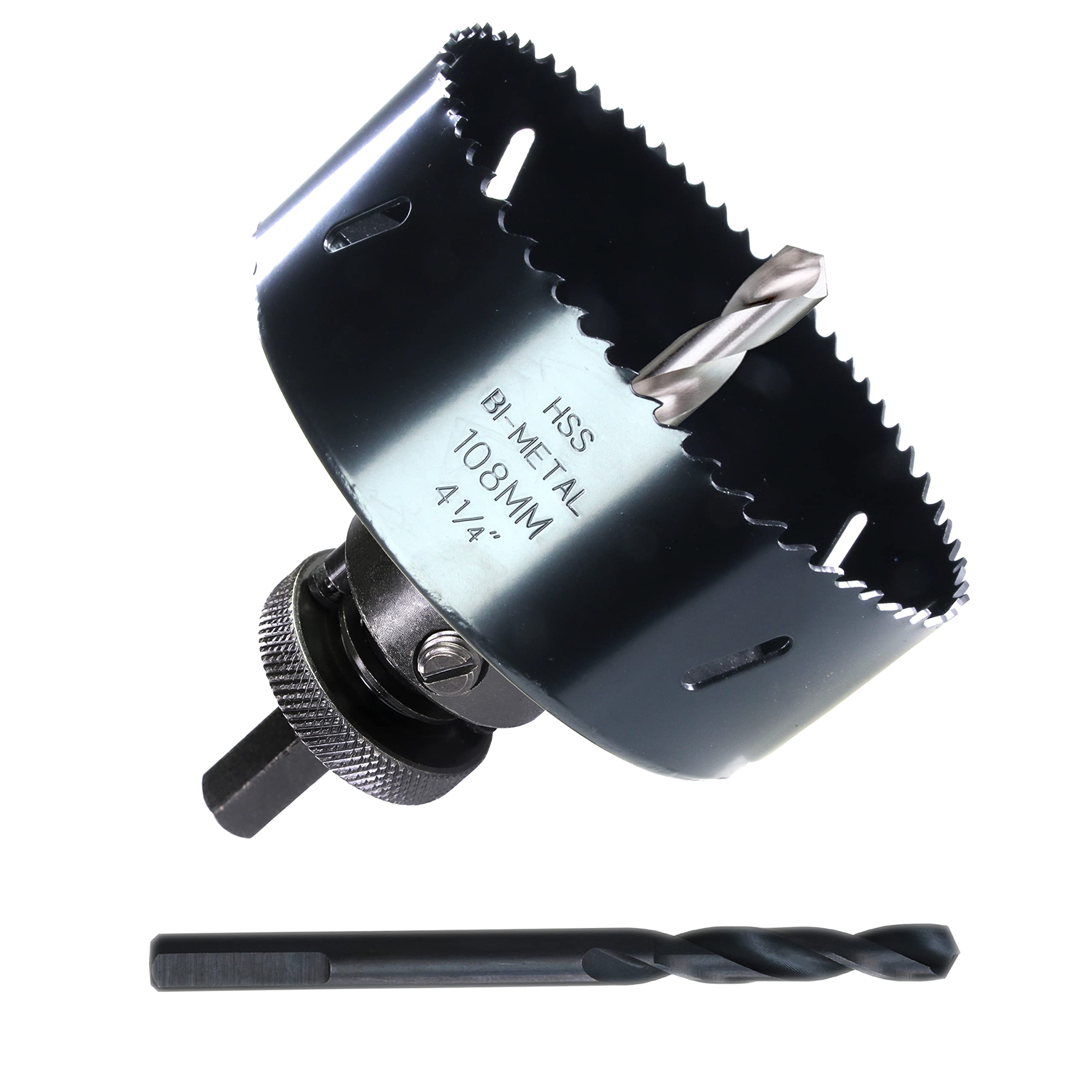 PLG2SUPT 4-1/4” HSS Bi Metal Hole Saw Cutter for Wood Drywall Plastic Aluminum Mild Steel Iron Metal Stainless Steel Heavy Duty Hole Saw Bit with