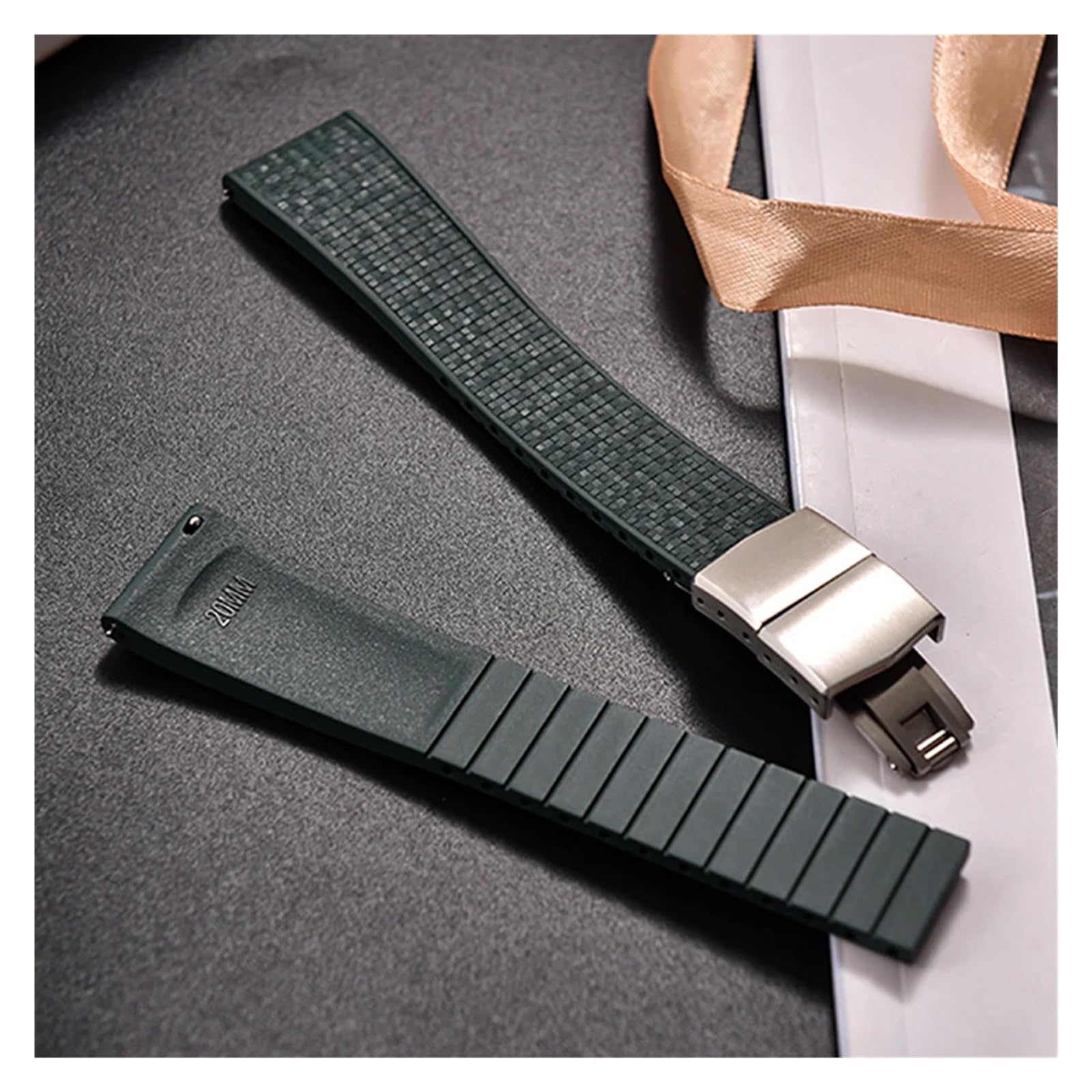FYYFS Bracelet De Montre En Caoutchouc 20 Mm/22 Mm Avec Boucle Papillon À Dégagement Rapide, Ajustable La Taille Souhaitée