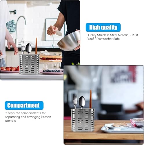 Miniatura 3 de Kichvoe Soporte resistente para utensilios de cocina, palillos, escurridor de secado y cesta de fregadero para almacenamiento de cucharas y tenedores