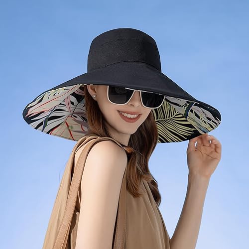 Miniatura 6 de KEYDUACU Sombreros de ala ancha para mujer, sombrero de playa plegable de doble cara, sombrero de jardinería, sombrero de viaje, sombrero de