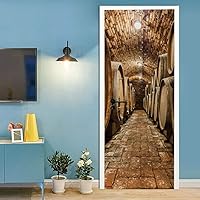 Vista 23 de 3D Pegatina de pared adhesiva para puerta - Poster de película de escaleras antiguas Premium PVC impermeable para pared de dormitorio y sala