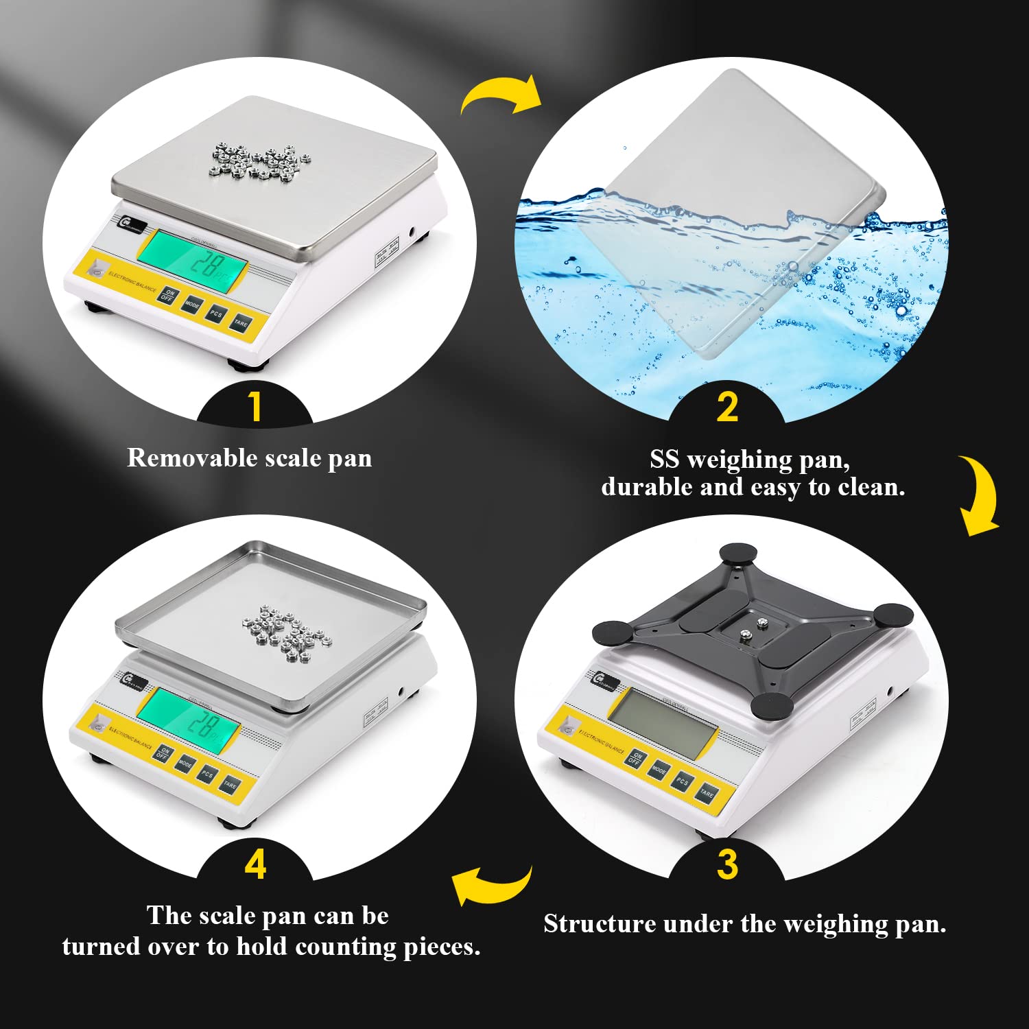CGOLDENWALL 5kg x 0.1 g Digitale Laborwaage mit Elektronischer Präzision 3-10kg Optional Industrielle Waage für das Wiegen und Zählen von Waagen g/ct/lb/oz/DWT/tl Multi-Units