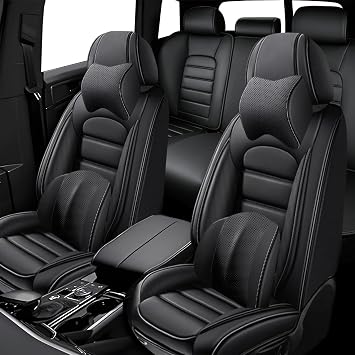 5 Seat Covers for Mercedes-Benz GLC 300 2017-2023 Leather Car Seat Covers Waterproof Anti-Slip Soft Car Seat Protectors Automotive Seat Covers with AirbagLuxury,Classic Black